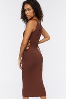 Women's Crisscross Cutout Midi Dress in Chocolate Medium