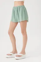 Women's Chiffon High-Rise Shorts in Sage Large