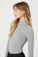 Women's Seamless Mock Neck Bodysuit Heather Grey