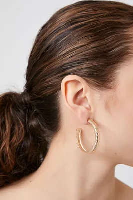 Women's Open-End Hoop Earrings in Gold