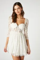 Women's Lace Fit & Flare Mini Dress in Vanilla Small