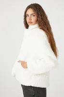 Women's Faux Shearling Open-Front Jacket in Vanilla Small