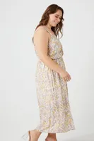 Women's Ditsy Floral Maxi Dress in Ivory, 2X