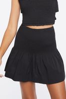 Women's Smocked Crop Top & Drop-Waist Skirt in Black Medium