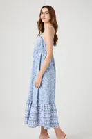 Women's Paisley Print Cami Maxi Dress in Blue Large