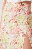 Women's Floral Print Midi Skirt in Rosewater, XS