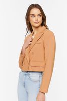 Women's Double-Breasted Cropped Blazer in Natural Large