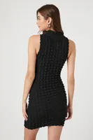 Women's Quilted Bodycon Mini Dress in Black Medium