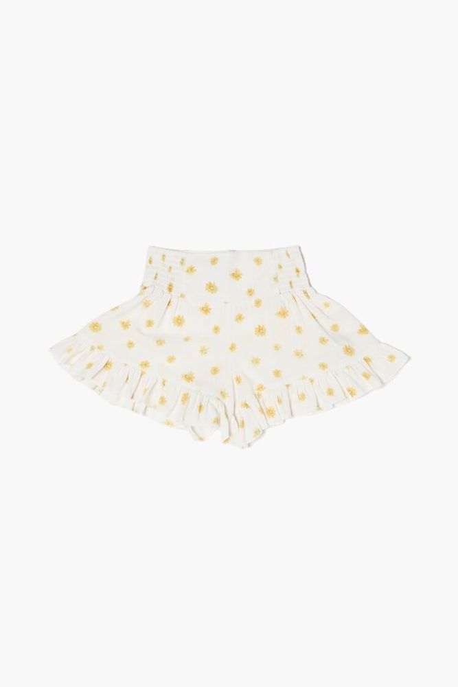 Girls Floral Print Shorts (Kids) in Cream, 13/14