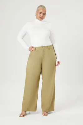 Women's Twill Wide-Leg Pants in Brown, 3X