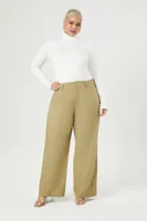 Women's Twill Wide-Leg Pants in Brown, 0X