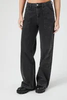 Women's High-Rise Straight-Leg Jeans in Washed Black, 28