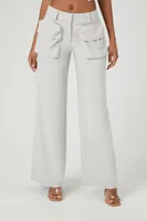 Women's High-Rise Wide-Leg Cargo Pants Grey