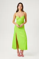 Women's Sequin Cutout Cami Midi Dress in Lime Small