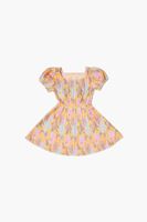 Girls Butterfly Print Dress (Kids) Yellow,