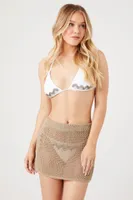 Women's Sheer Swim Cover-Up Skirt in Tan Small