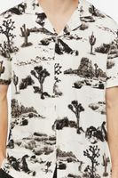 Men Desert Landscape Graphic Shirt in Cream/Black, XXL