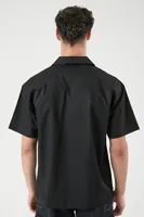 Men Poplin Short-Sleeve Shirt in Black Large