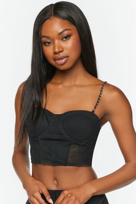 Women's Chain-Strap Bustier Crop Top