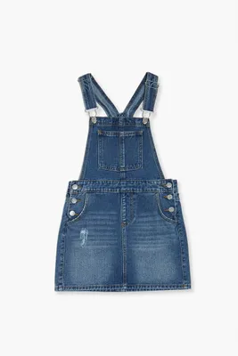 Girls Denim Overall Dress (Kids) in Medium Denim, 13/14