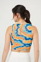 Women's Tie-Dye Mesh Crop Top