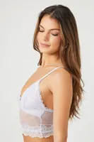 Women's Sheer Floral Lace Longline Bra XL