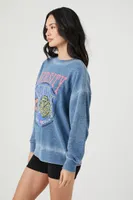 Women's Fleece Varsity Graphic Pullover in Blue Large