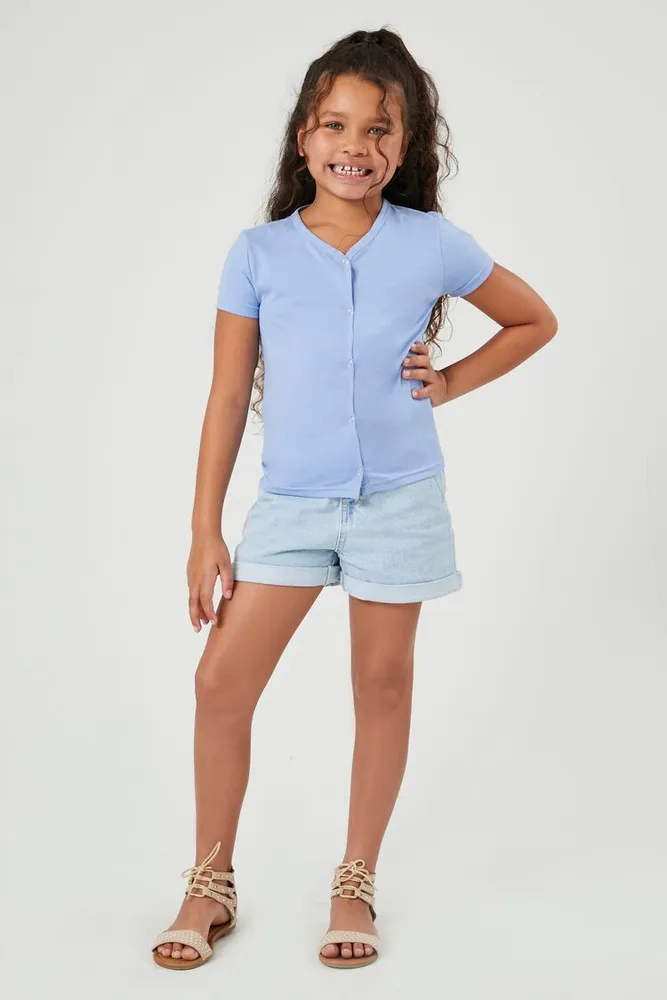 Girls Snap-Button Top (Kids) Blue,