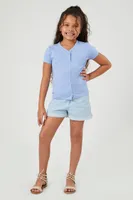 Girls Snap-Button Top (Kids) in Blue, 7/8