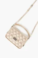 Women's Faux Leather Quilted Crossbody Bag in Nude