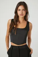 Women's Satin Corset Crop Top in Black Medium