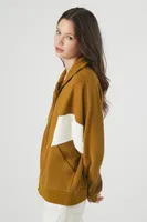 Women's French Terry Colorblock Jacket Cigar/Vanilla