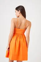 Women's Poplin Babydoll Mini Dress in Orange Large