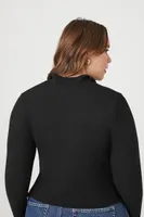 Women's Half-Zip Crop Top in Black, 1X