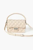 Women's Faux Leather Quilted Crossbody Bag in Nude