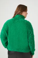 Women's Fuzzy Faux Fur Sweater in Jelly Bean, 1X