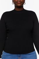 Women's Mock Neck Sweater Top in Black, 0X