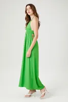 Women's Cutout Halter Maxi Dress in Green Large