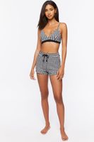 Women's Gingham Crop Top & Shorts Set Black/White