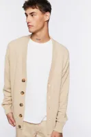 Men Drop-Sleeve Cardigan Sweater in Taupe Large