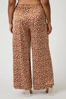 Women's Satin Wide-Leg Pants in Brown, 2X