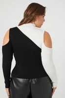 Women's Colorblock Cutout Sweater Black/Vanilla,