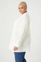 Women's Open-Front Cardigan Sweater in Cream, 3X