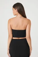 Women's Flap Pocket Zip-Up Tube Top in Black Small