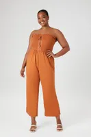 Women's Smocked Lace-Up Jumpsuit