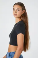 Women's Rib-Knit Cropped T-Shirt