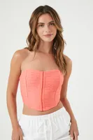 Women's Hook-and-Eye Bustier Tube Top in Peach Bud, XL