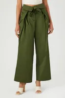 Women's Satin Foldover Tie-Waist Pants Cypress