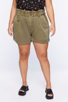 Women's Paperbag Corduroy Shorts in Pine Bark, 1X