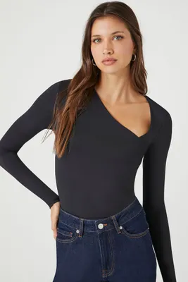 Women's Asymmetrical Jersey Bodysuit Black